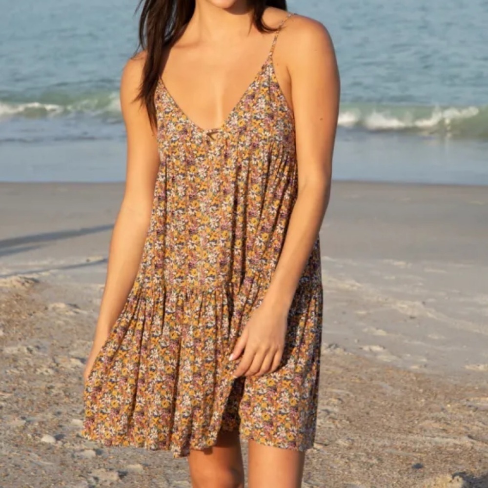 Natural Life Floral Boho Flowy Sleeveless Mini Dress SIZE LARGE